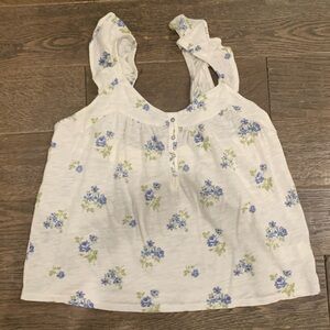 Lucky Brand Floral Ruffle Strap Tank Style Top